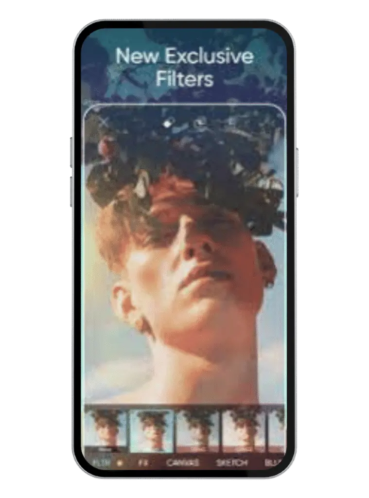 PicsArt Mod APK - Best Editing App 2 PicsArt Mod APK mobile editor applying new exclusive filters to a portrait photo