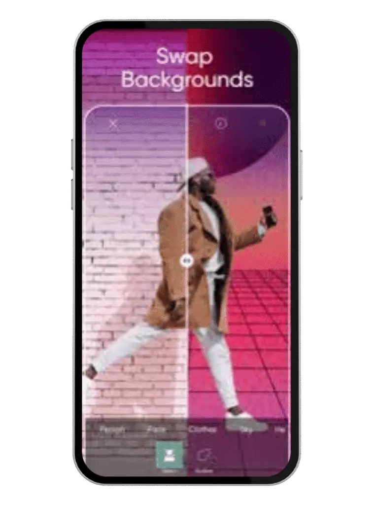 PicsArt Mod APK - Best Editing App 3 PicsArt Mod APK background swap feature showing creative photo editing with different backdrops