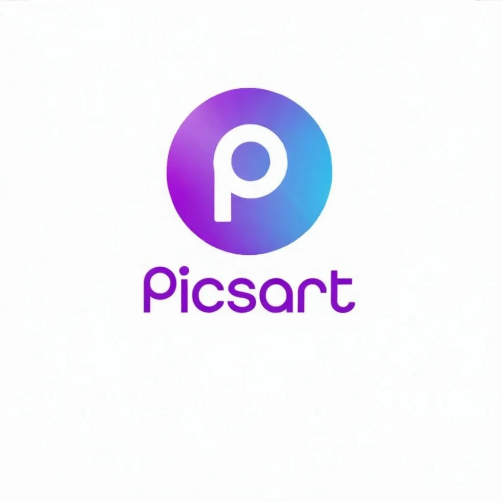 PicsArt vs Lightroom 1 PicsArt logo with gradient purple and blue circle and white "P" in the center