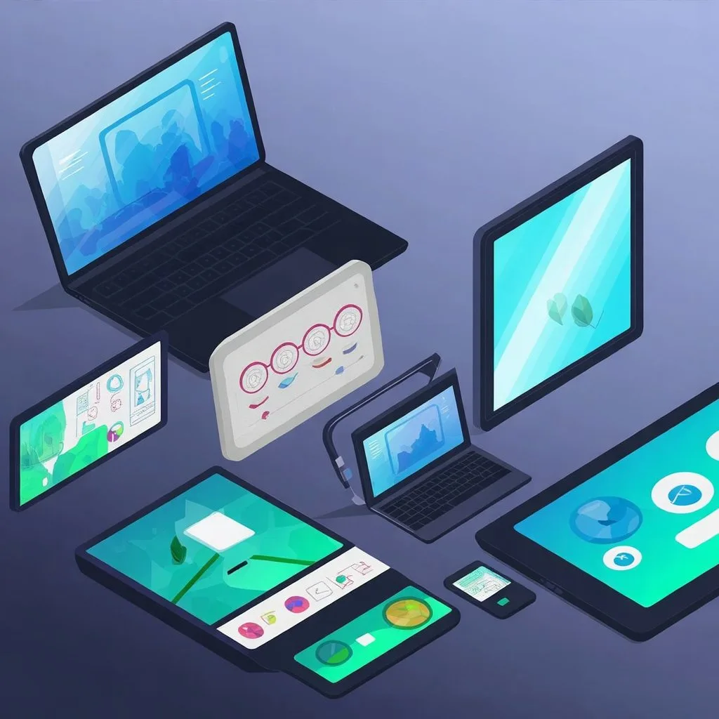 PicsArt vs Snapseed 6 Multiple devices showcasing graphic editing tools — illustrating cross-platform compatibility of PicsArt Mod APK and Snapseed for mobile and desktop.