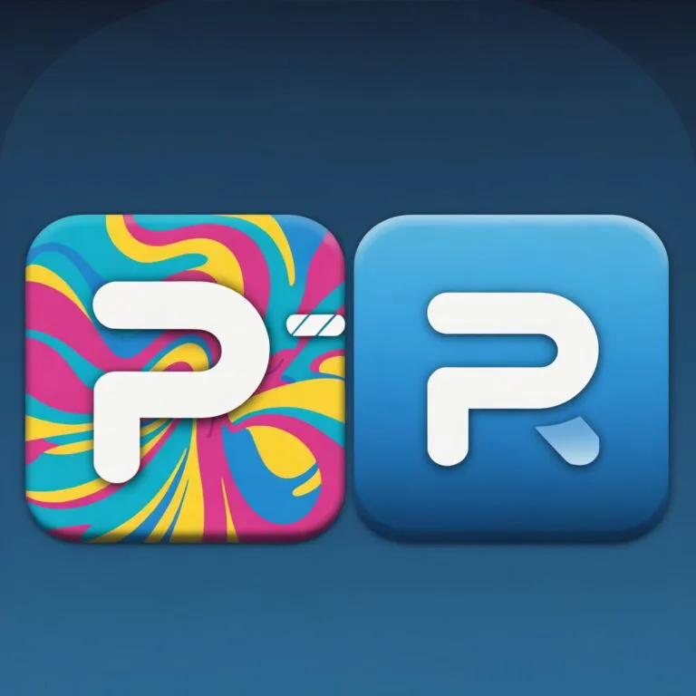 PicsArt vs Photoshop 7 Side-by-side icons of Picsart Mod APK and PhotoRoom apps representing feature and design comparison for Android users