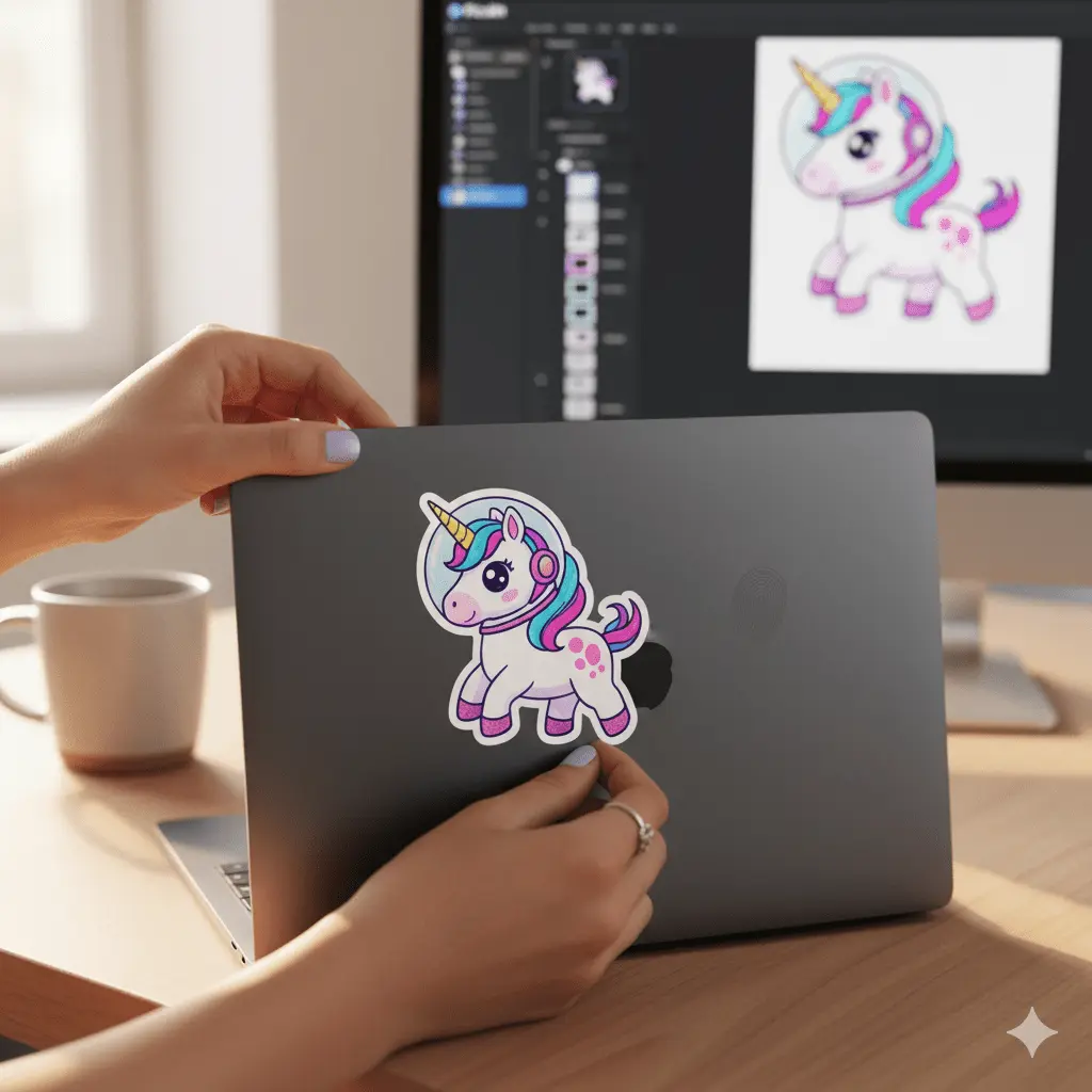 How to Make Stickers on PicsArt 3 Using a tablet and stylus to Make Stickers on PicsArt; meticulously cutting out a complex, detailed shape.